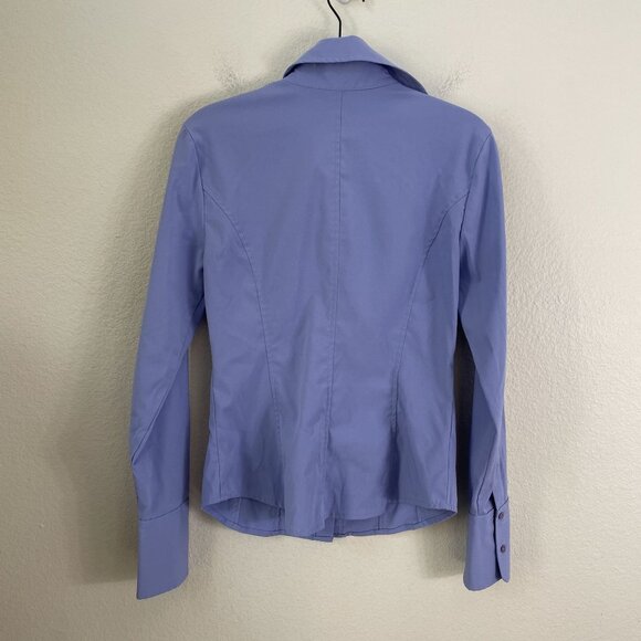 Express Womens 4 Purple Fitted Stretch Button Up Dress Shirt Long Sleeve Blouse - Picture 5 of 7